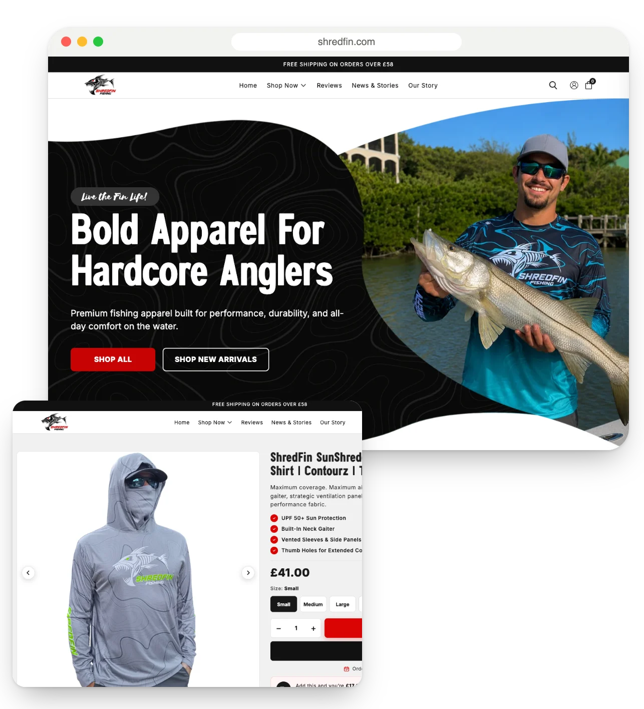 ShredFin Shopify storefront redesign